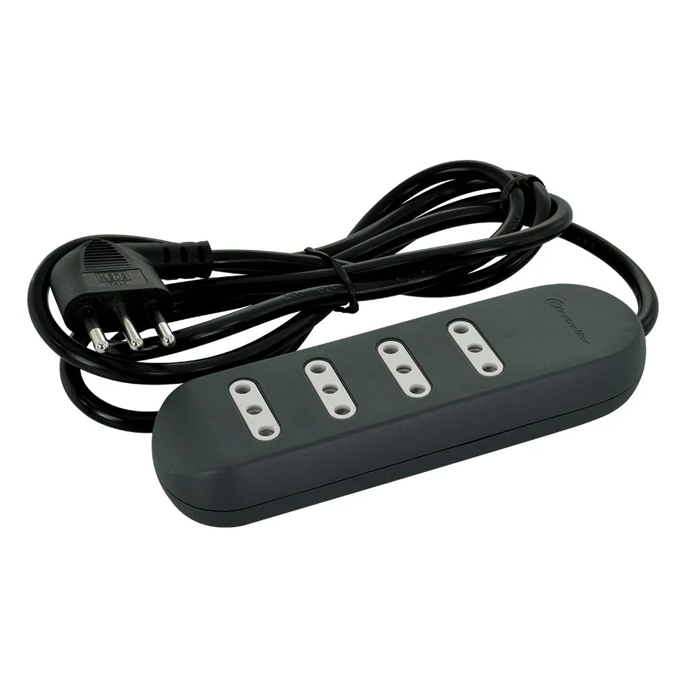 Alargador múltiple negro 4 tomas 2P+T 10A