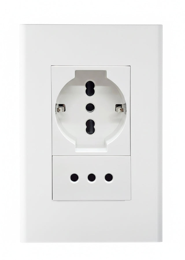Modulo tomacorriente schuko mas tomacorriente 10A blanco Blanco
