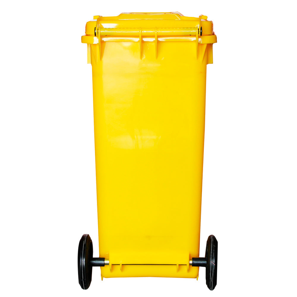 CONTENEDOR DE BASURA CON RUEDAS AMARILLO 120 LTS.