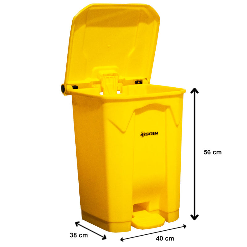 BASURERO PLÁSTICO 50 L CON PEDAL SOIN – AMARILLO