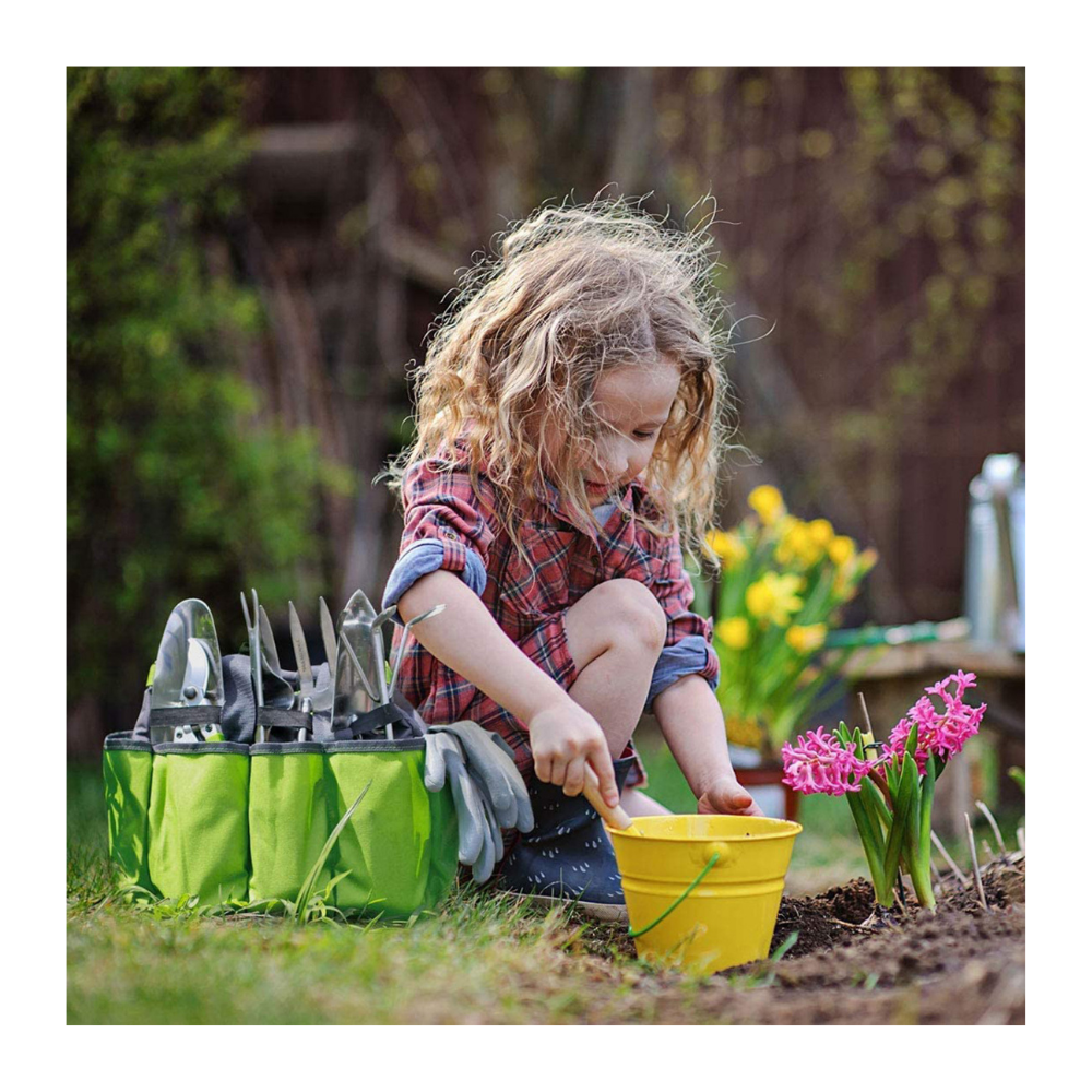 JUEGO HERRAMIENTAS JARDIN 5 PIEZAS (BOLSO VERDE)