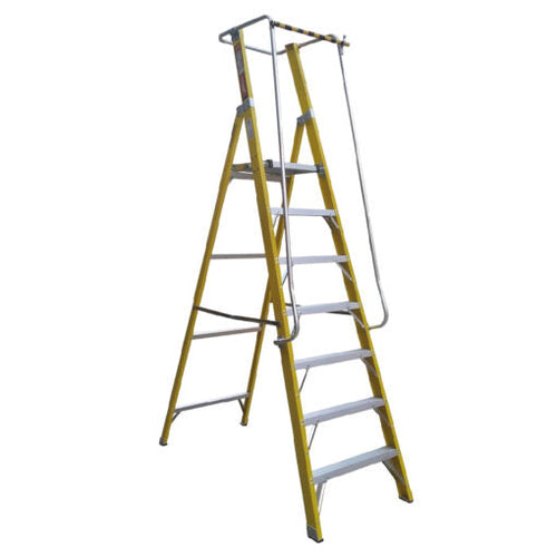 ESCALERA FIBRA VIDRIO PLATAFORMA 7 PELDAÑOS