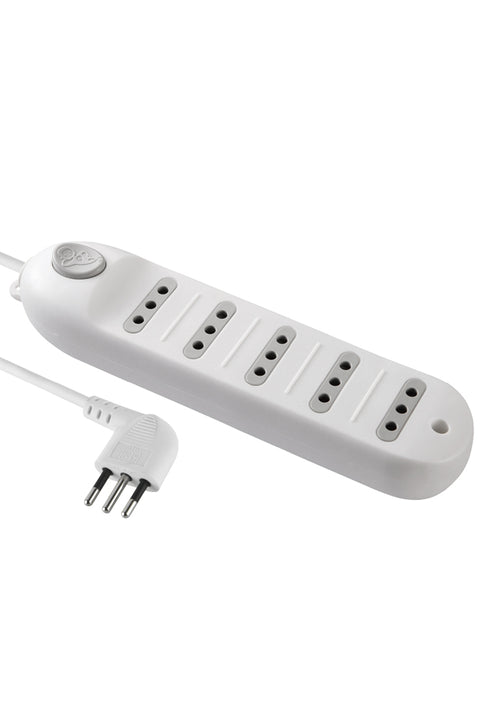 Alargador  5 tomas 3 metros, c/switch Blanco