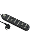 Alargador 6 tomas 3 metros, c/switch Negro