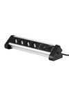 Zapatilla aluminio escritorio 4 pos. + 3 USB Aluminio