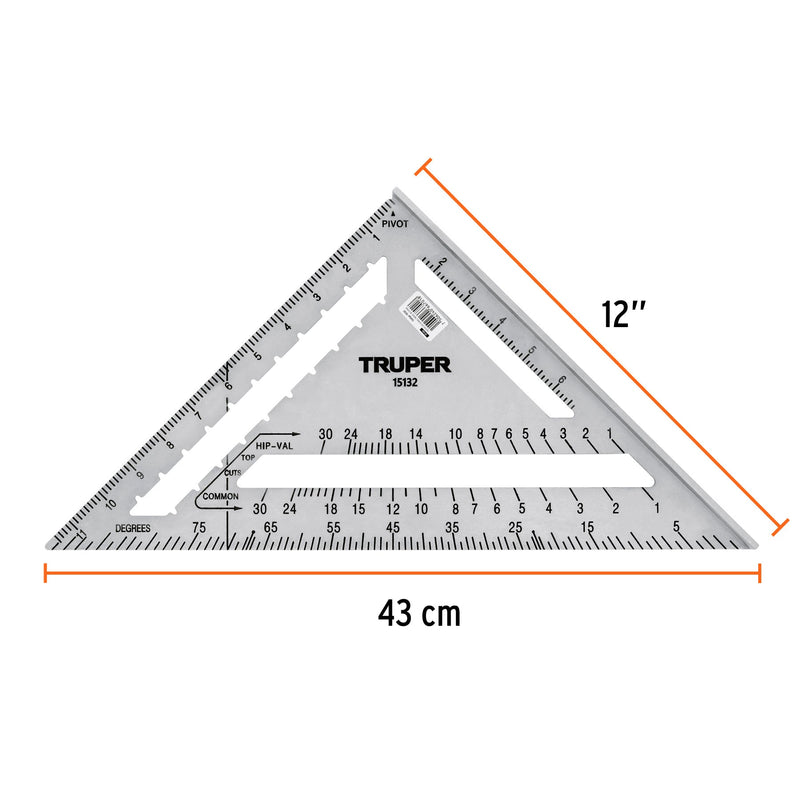 ESCUADRA DE ALUMINIO TRUPER PARA MURO DE YESO 12" ET-12A (15132)