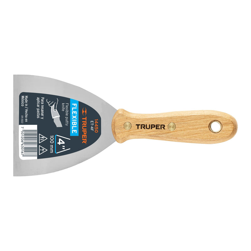 ESPATULA ACERO FLEXIBLE TRUPER 4" M/MADERA # ET-4F (14450)
