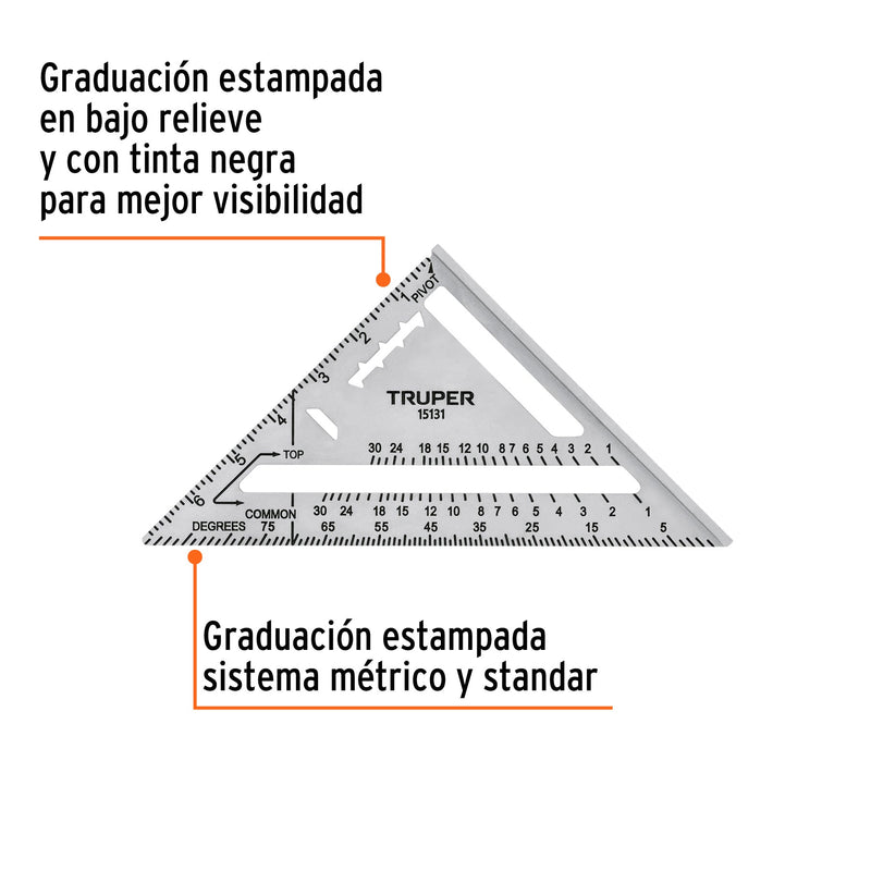 ESCUADRA DE ALUMINIO TRUPER PARA MURO DE YESO 7" ET-7A (15131)