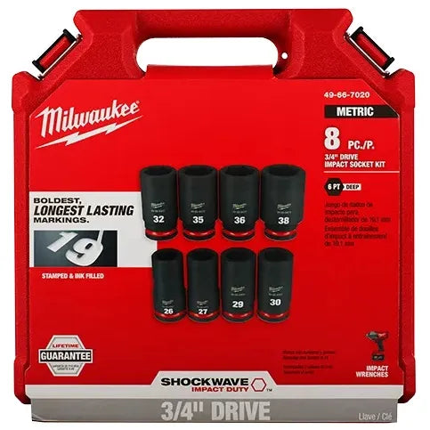 JGO DADOS IMPACTO LARGO 3/4[] HEXAG. 8 PIEZAS 26-38MM (49-66-7020)