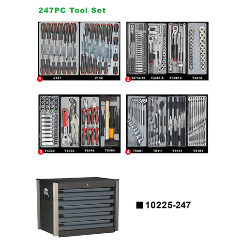Carro 5 gavetas 247 herramientas (10225-247) - FORCE