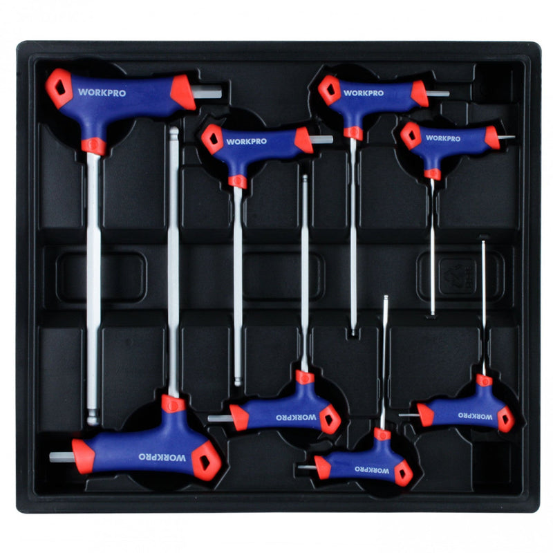 BANDEJA JUEGO 8 LLAVES HEXAGONALES CON MANGO EN T