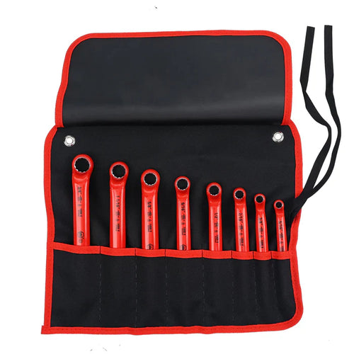 Set 8 llaves corona aisladas. medidas en pulgadas. en estuche