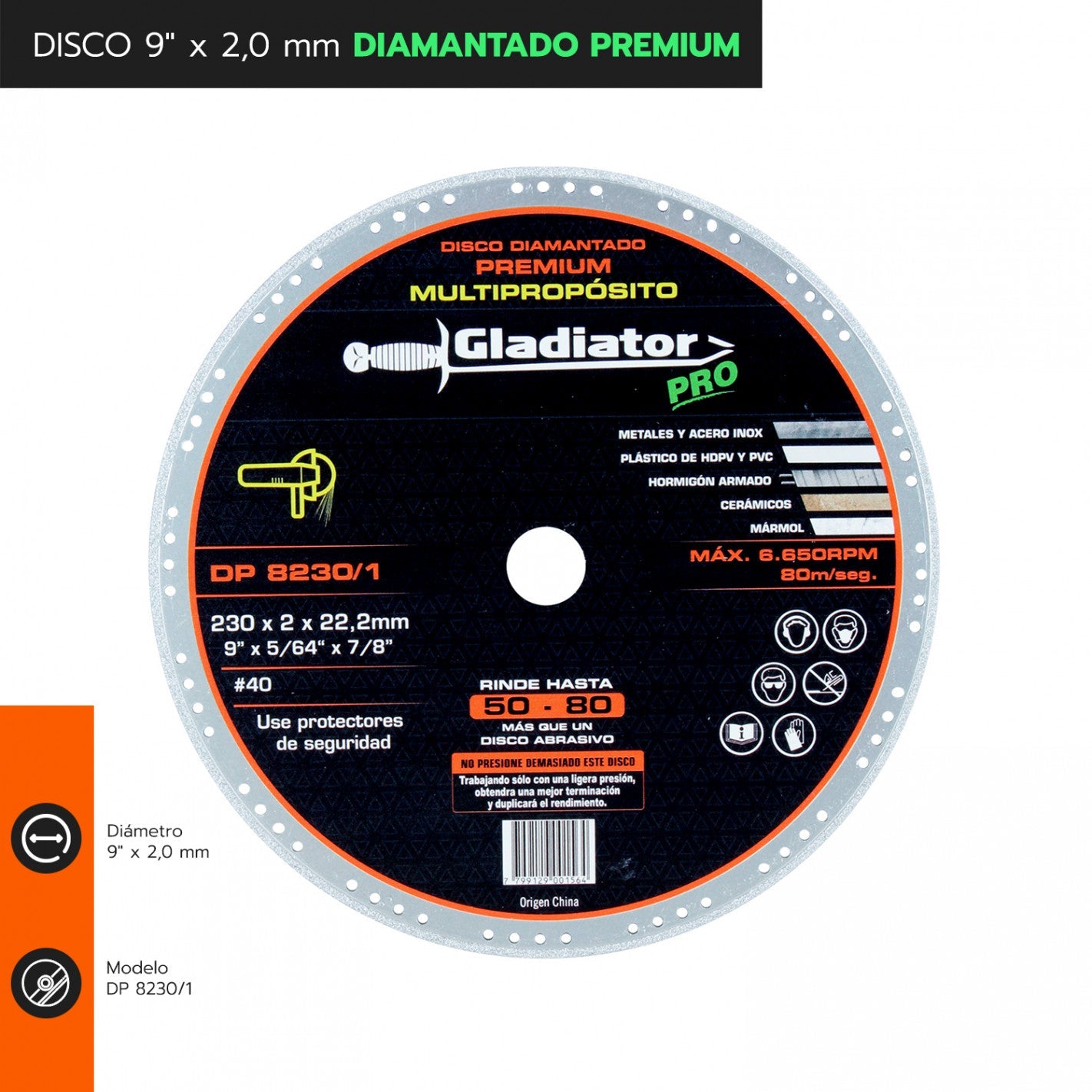 DISCO 9" x 2.0 mm DIAMANTADO PREMIUM DP 8230/1