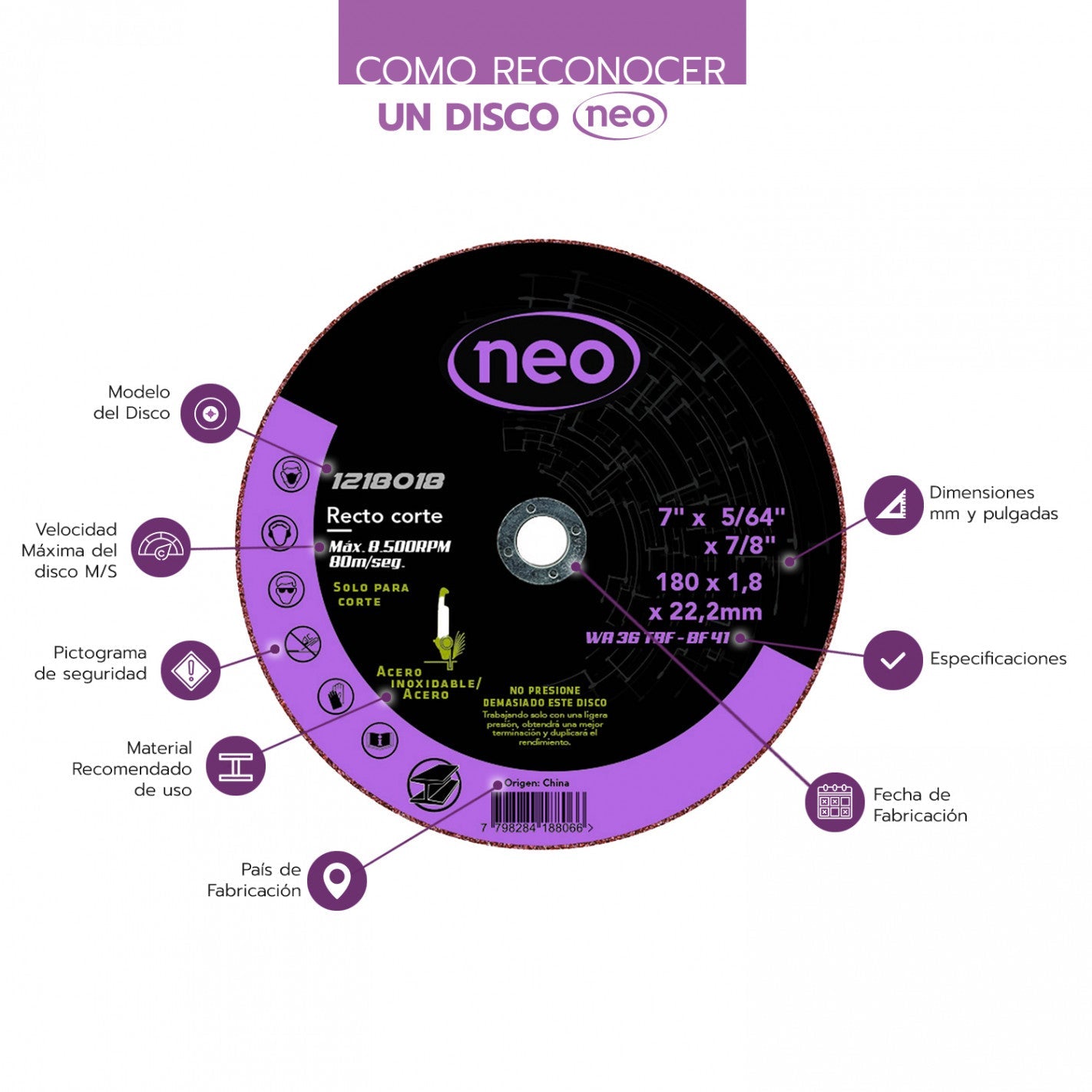 DISCO CORTE 7" x 1.8mm METAL/INOX 1218018