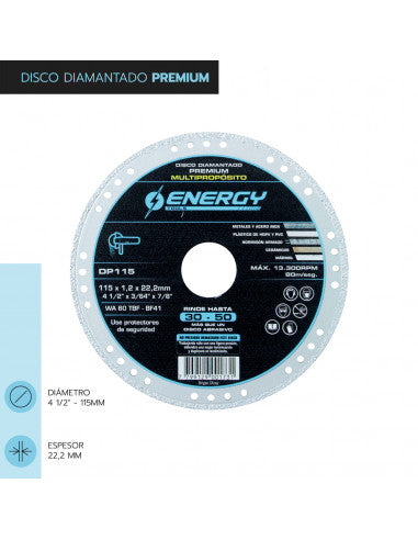 DISCO DIAMANTADO PREMIUM 4 1/2" x 1.2 mm DP 115