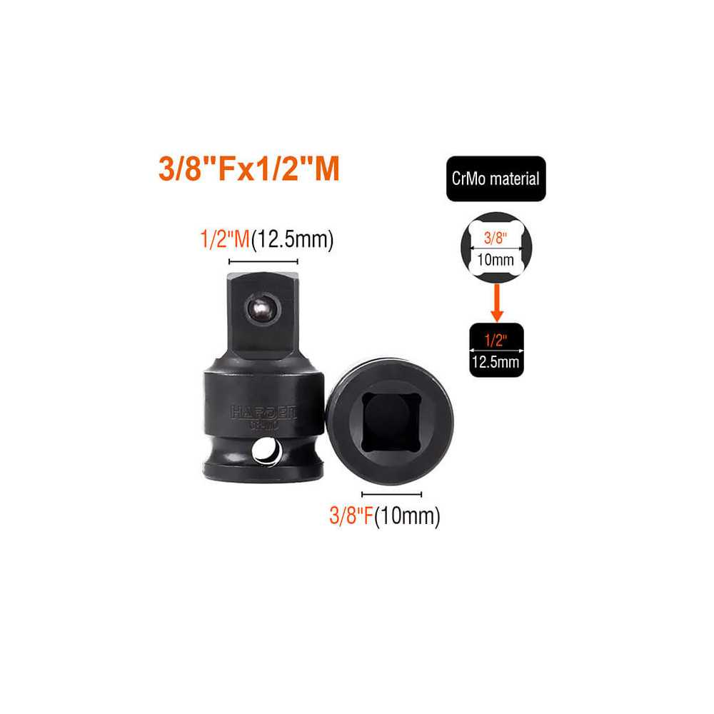 Set de adaptadores de Impacto 1/2 8 Piezas Harden