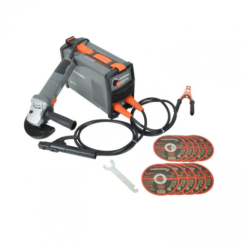 KIT SOLDADORA 200AMP+ESMERIL 4.5" + DISCOS IE 6200