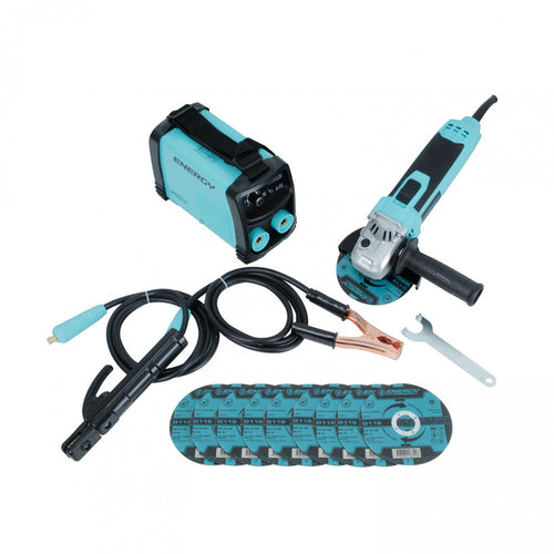KIT SOLDADORA INV ARCO 140amp +ESMERIL+10 DISCOS