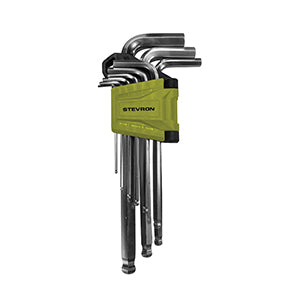 LLAVE HEXAGONAL ALLEN STEVRON CROMADA PTA.BOLA 1.5 - 10 MM JGO.9 PZ # BBHK9LA10